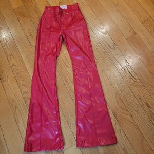 Revice Denim Red Y2K Britney Spears Faux Leather Star Booty Flare Legs Size 27